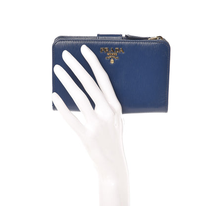 Prada Vitello Move Metal Compact Wallet Bleuette 2 of 7