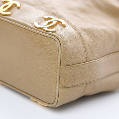 Chanel Caviar CC Drawstring Shoulder Bag Beige 10 of 12