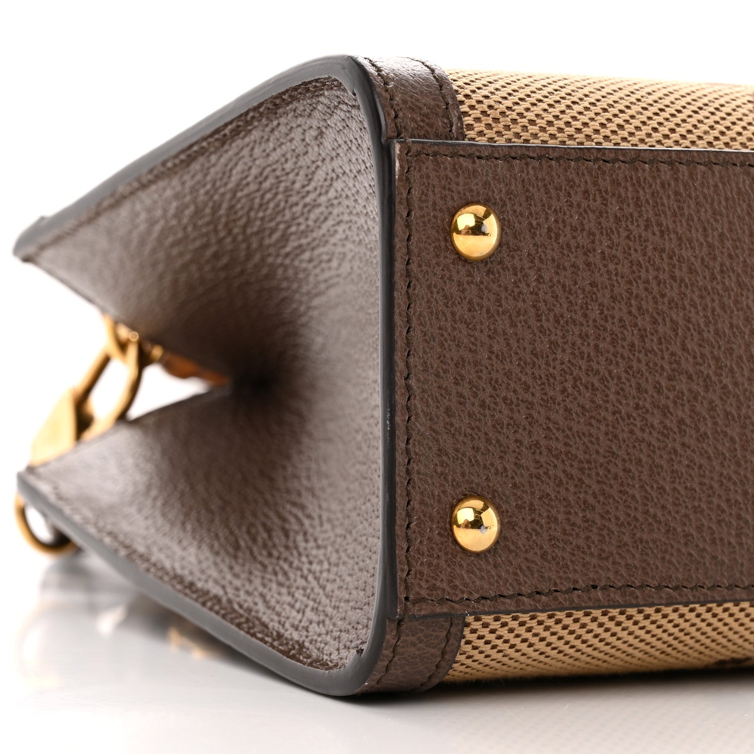 Gucci Monogram Jumbo GG Textured Dollar Calfskin Mini Diana Tote Bag Camel Ebony New Acero 9 of 10