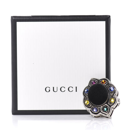 Gucci Metal Crystal Velvet Resin Ring 6 Aged Silver Multicolor 5 of 5