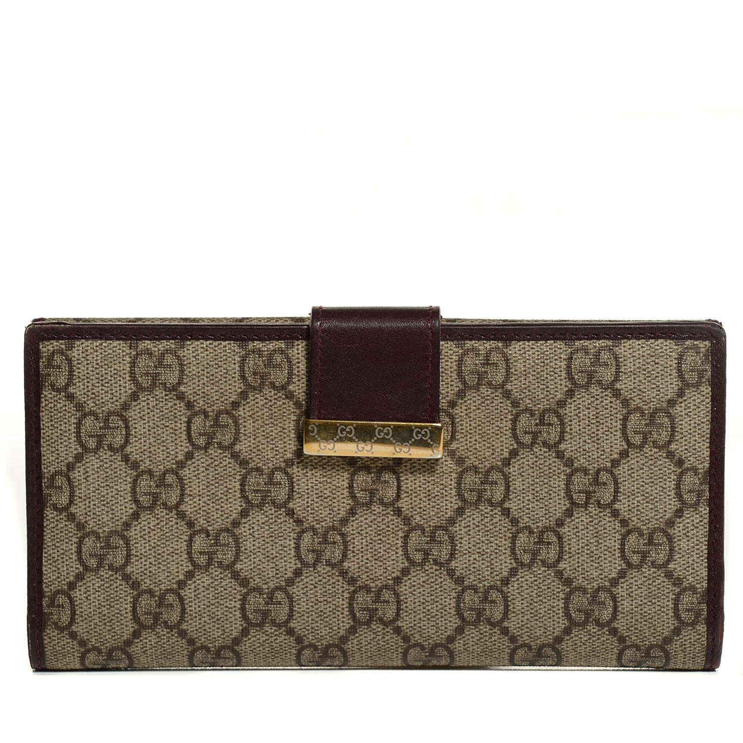 Gucci GG Plus Monogram Icon Bar Continental Wallet Bordeaux 1 of 8