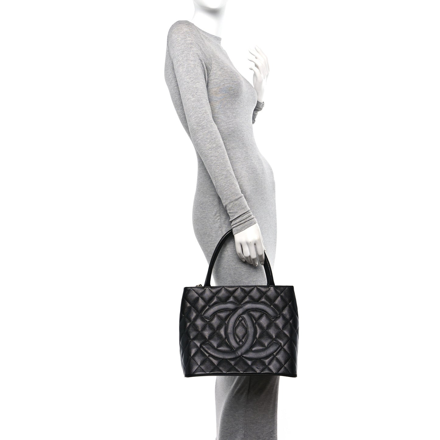 Caviar Quilted Medallion Tote Black