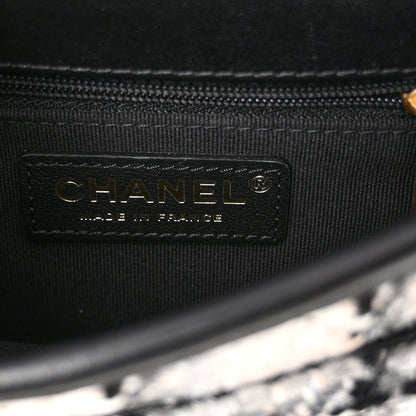 Chanel Tweed Calfskin School Memory Mini Top Handle Flap Ecru Grey Beige Black 6 of 10