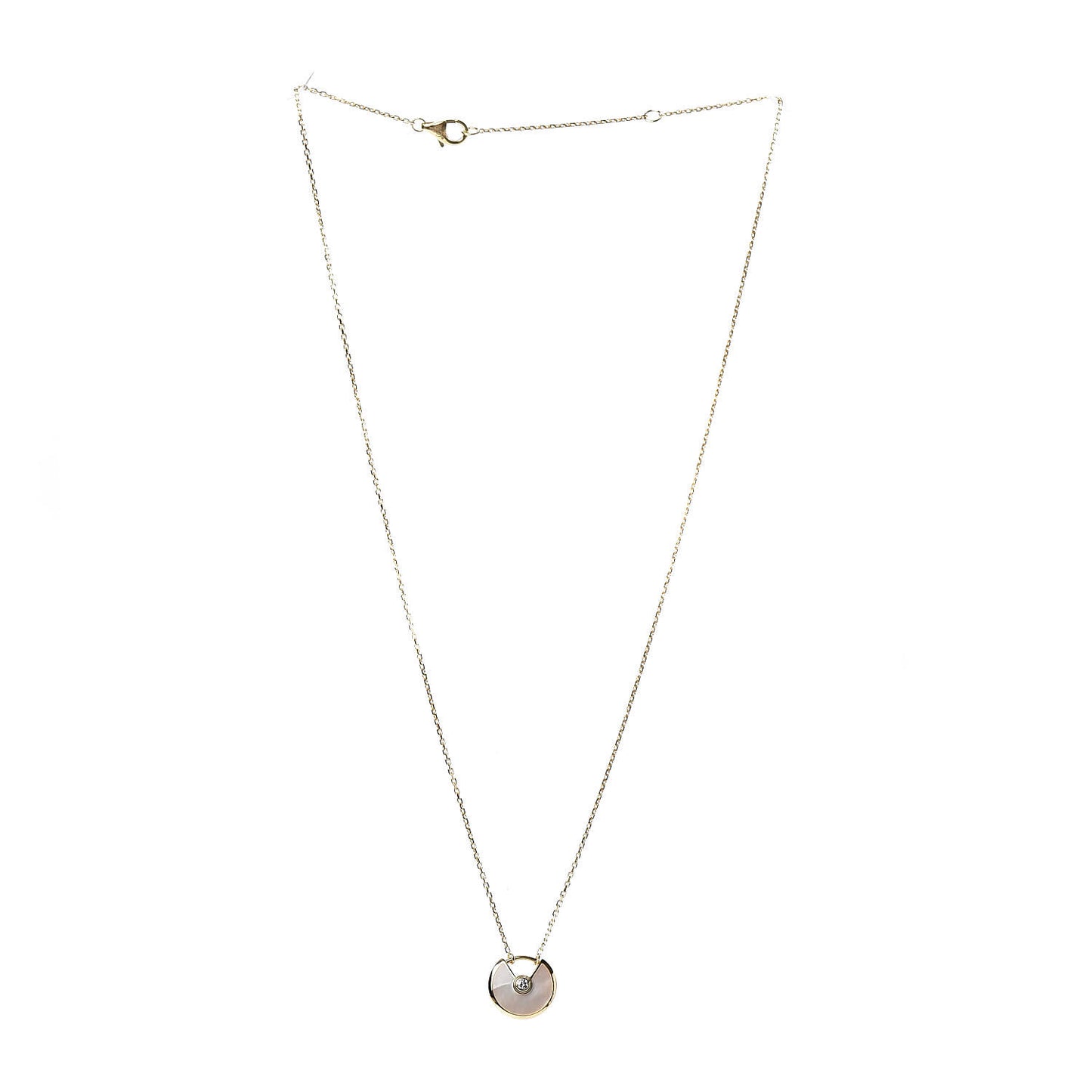 18K Yellow Gold Diamond Mother of Pearl XS Amulette de Cartier Pendant Necklace