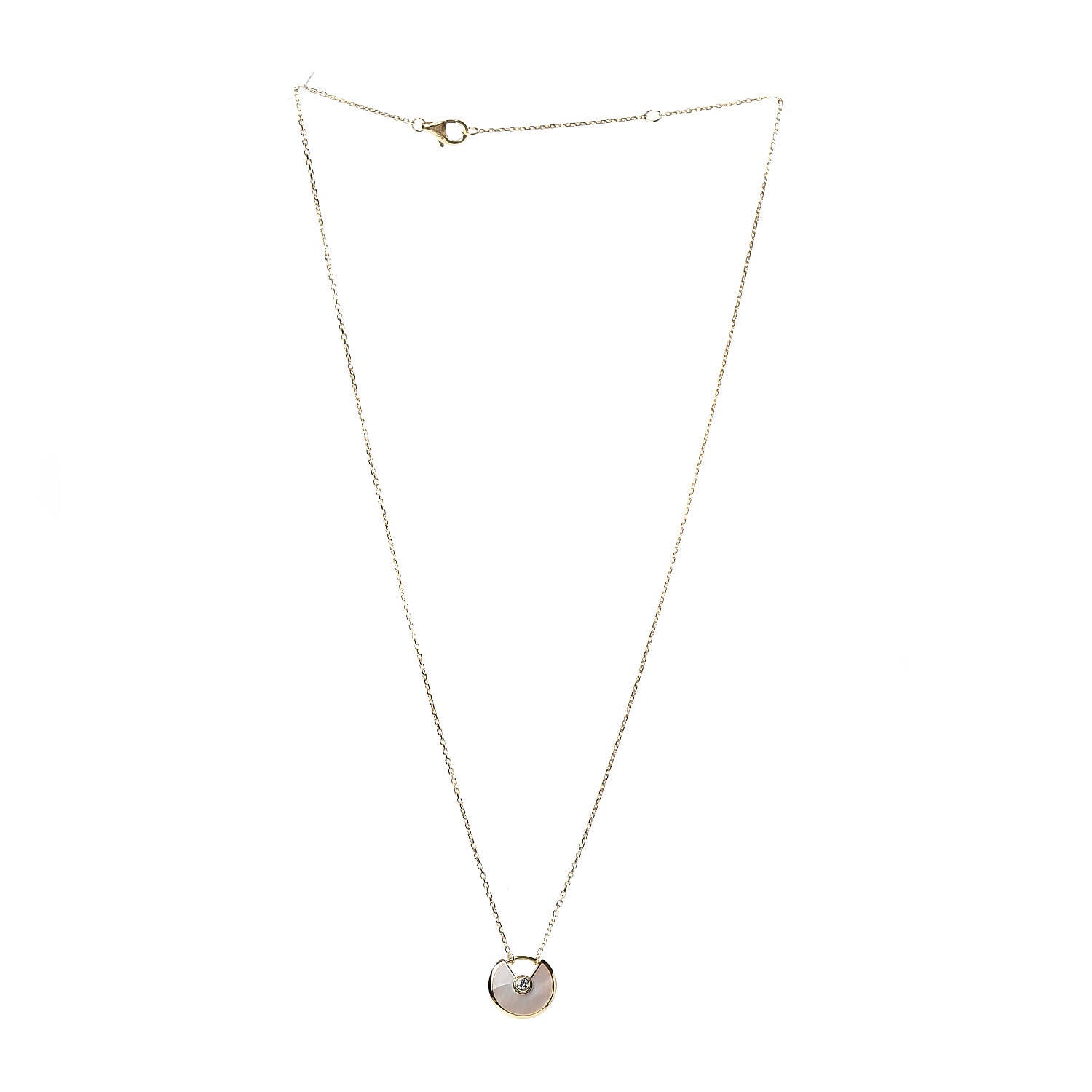 Cartier 18K Yellow Gold Diamond Mother of Pearl XS Amulette de Cartier Pendant Necklace 3 of 7