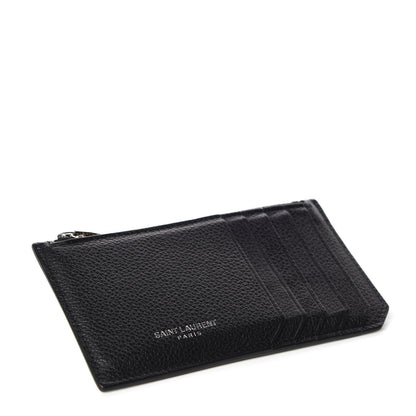 Saint Laurent Grained Calfskin 5 Fragments Zip Pouch Card Holder Black 4 of 8