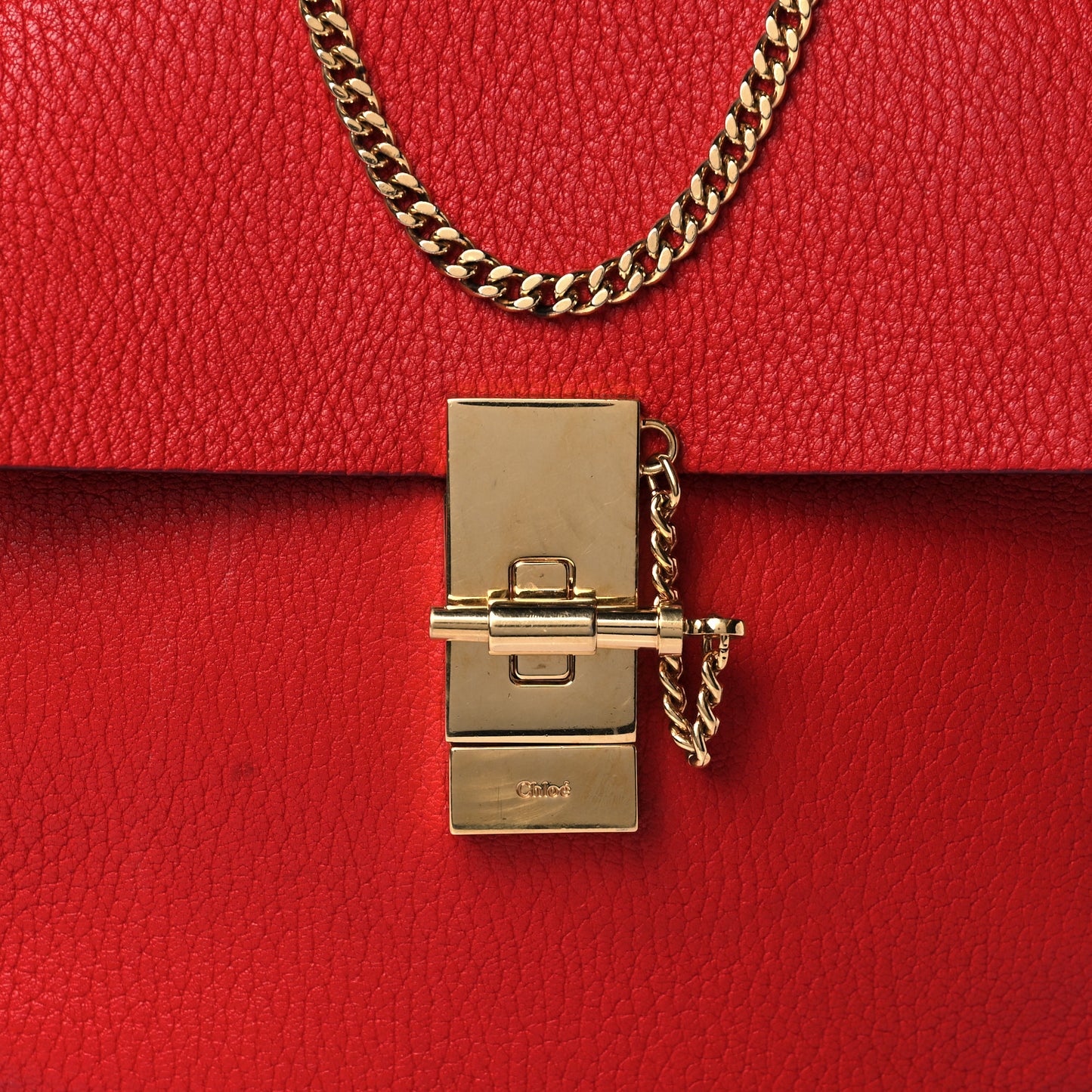 Grained Lambskin Drew Shoulder Bag Plaid Red