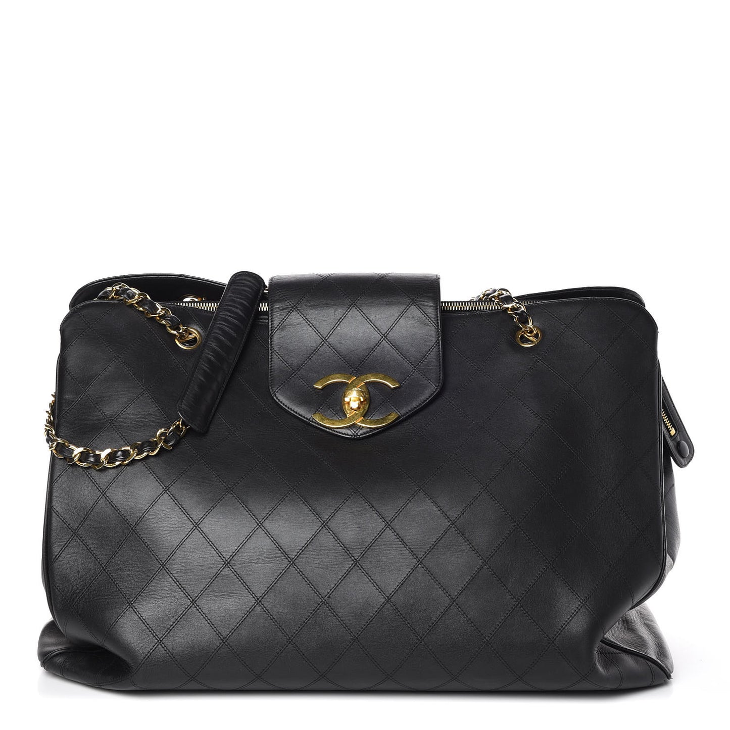 Calfskin Stitched XL Weekender Black