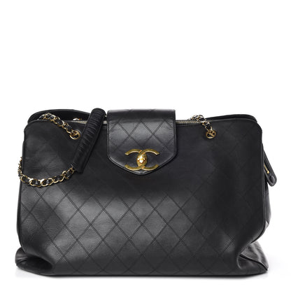Chanel Calfskin Stitched XL Weekender Black 1 of 8