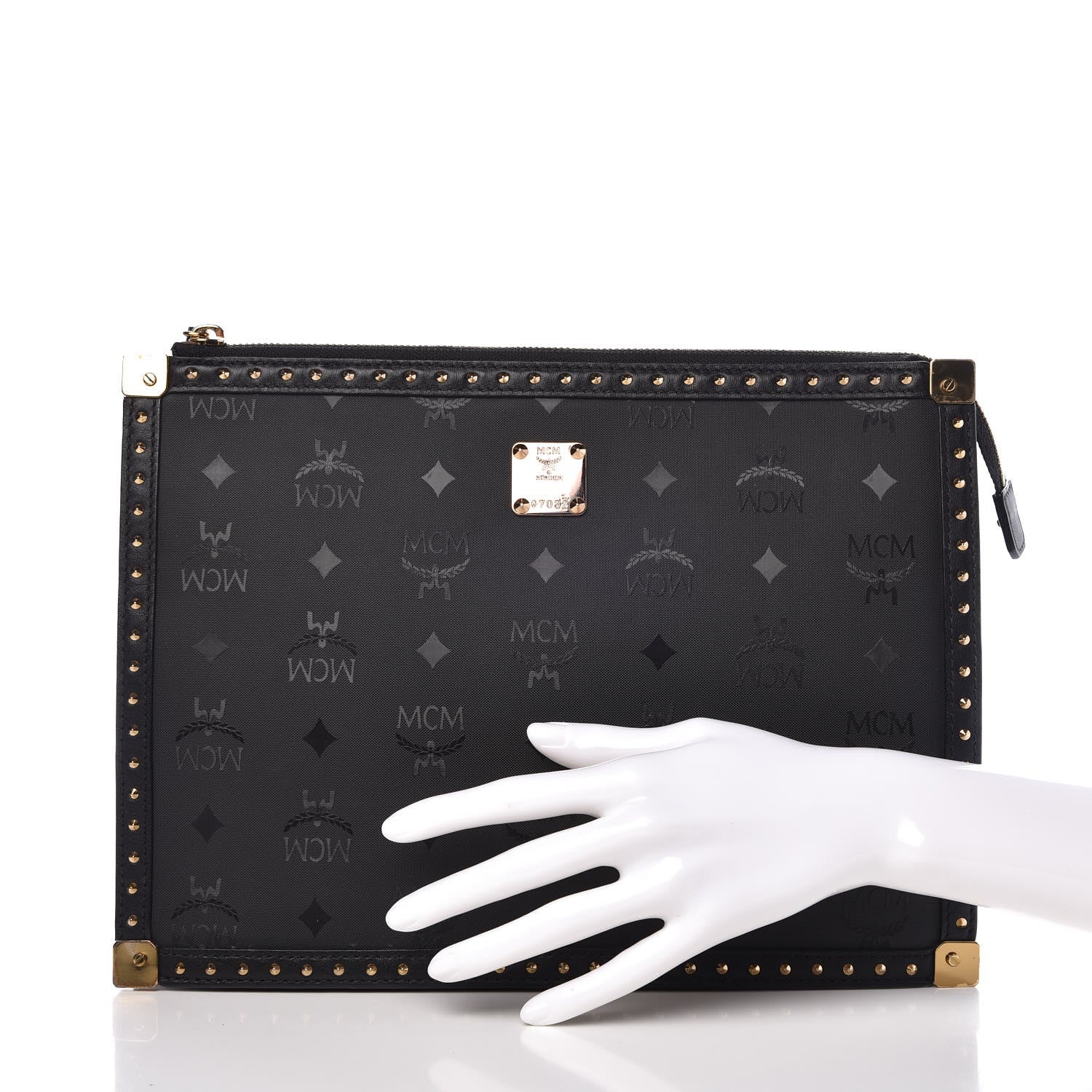 MCM Coated Canvas Studded Pouch Black 2 of 6