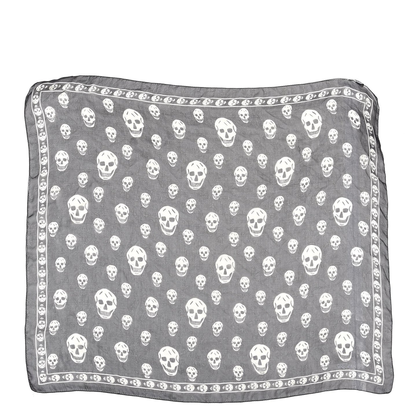 Silk Chiffon Skull Scarf Black Ivory