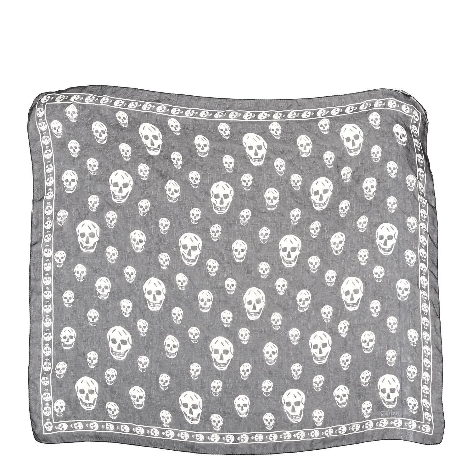Alexander McQueen Silk Chiffon Skull Scarf Black Ivory 1 of 3