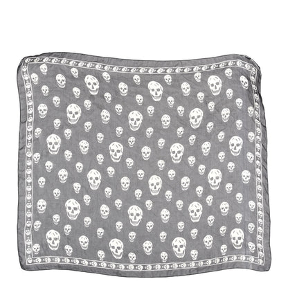 Alexander McQueen Silk Chiffon Skull Scarf Black Ivory 1 of 3
