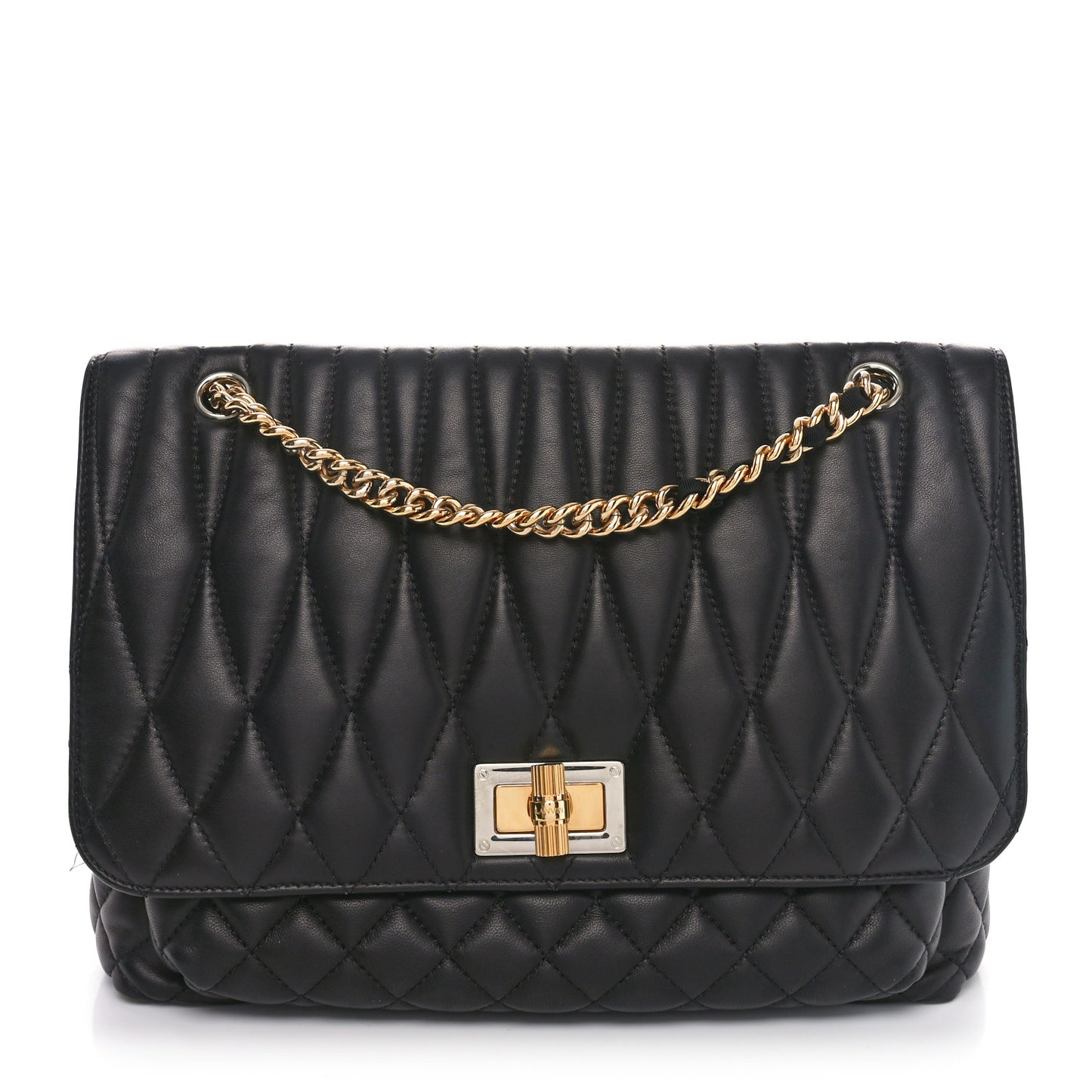 Calfskin Matelasse Medium Happy Shoulder Bag Black