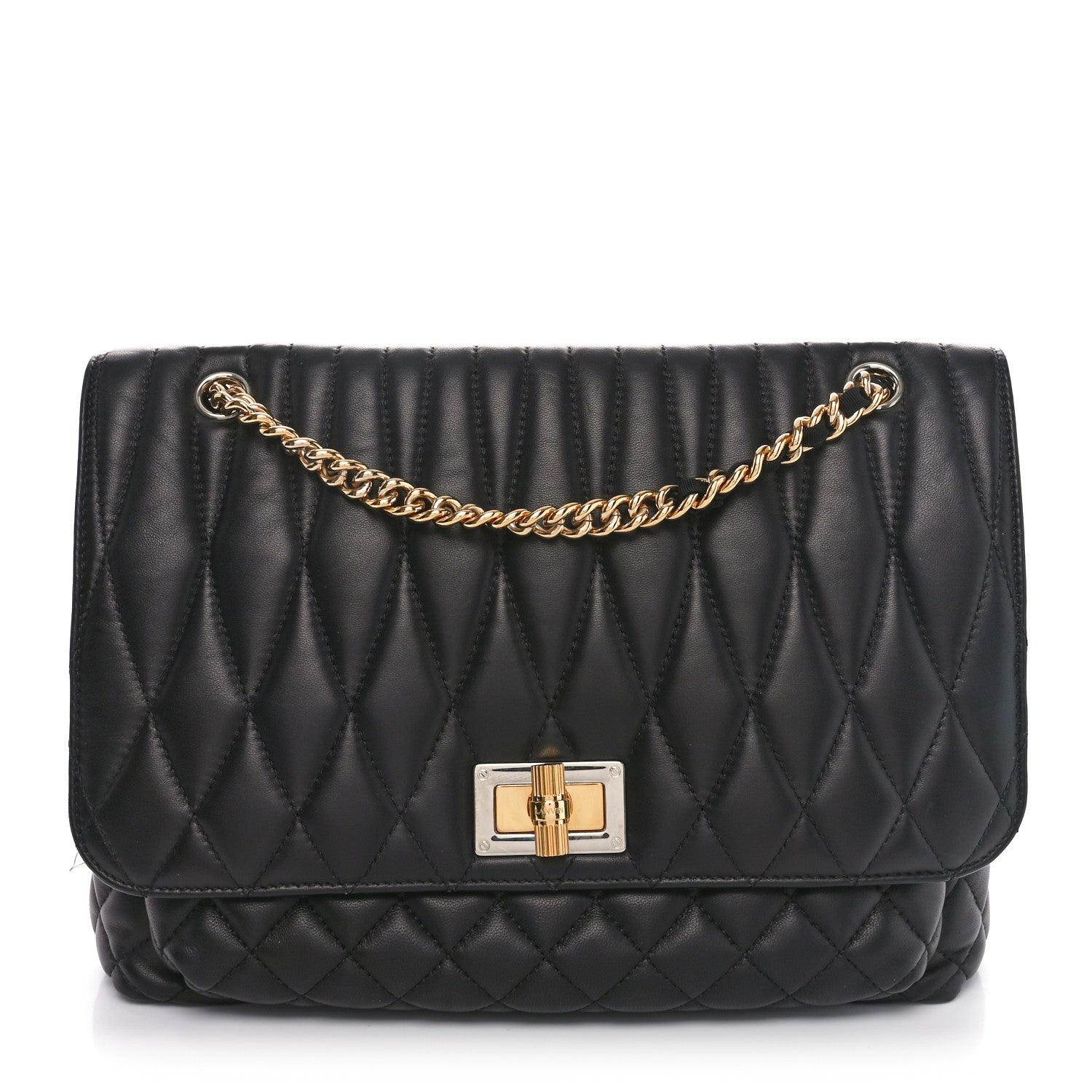 Lanvin Calfskin Matelasse Medium Happy Shoulder Bag Black 1 of 9