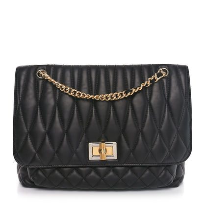 Lanvin Calfskin Matelasse Medium Happy Shoulder Bag Black 1 of 9