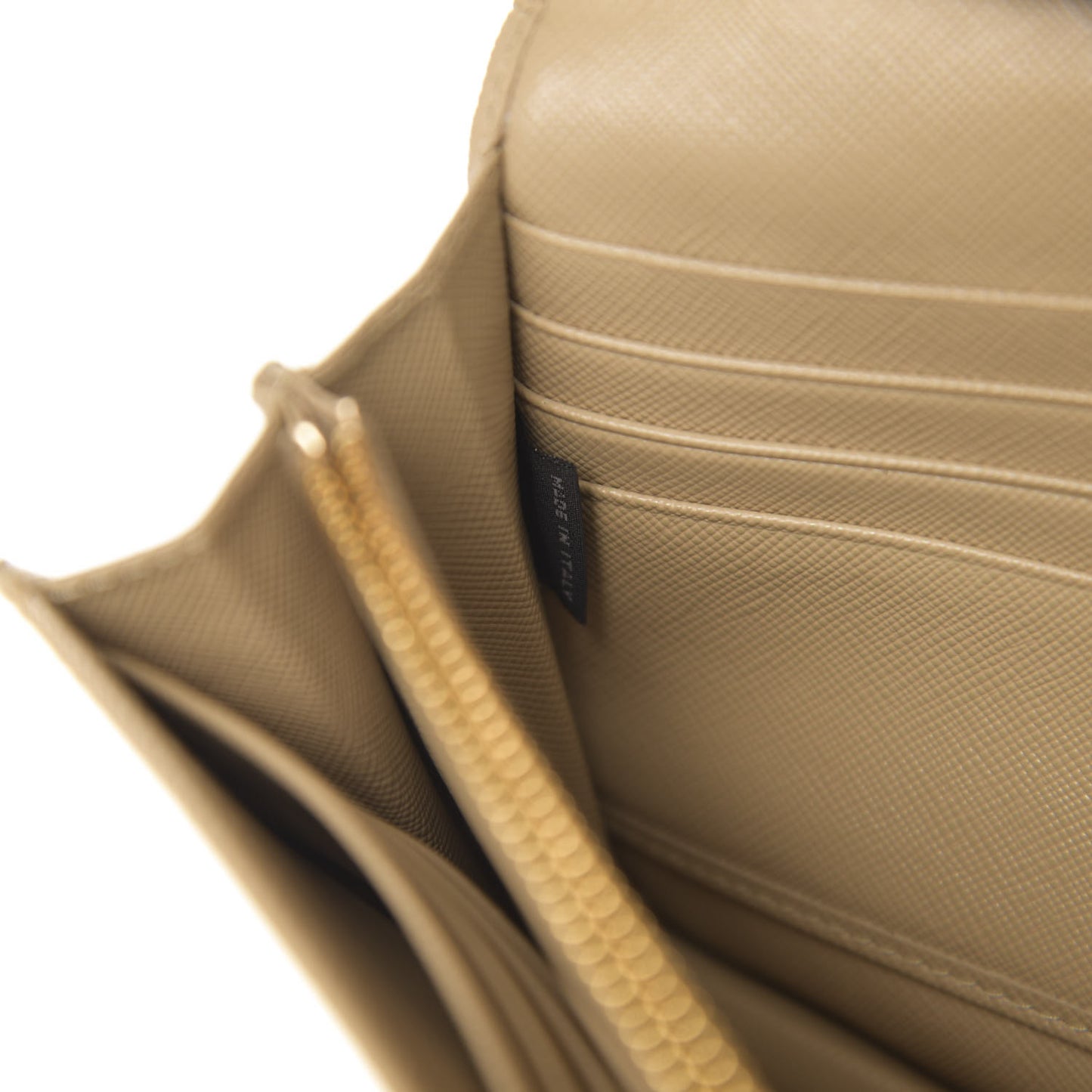 Saffiano Metal Flap Wallet with Strap Sabbia