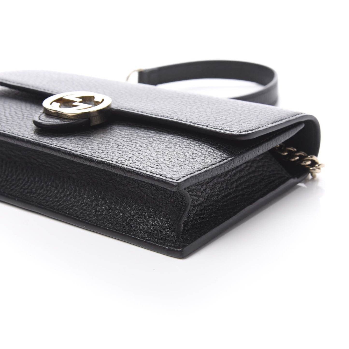 Dollar Calfskin Interlocking G Chain Wallet Black