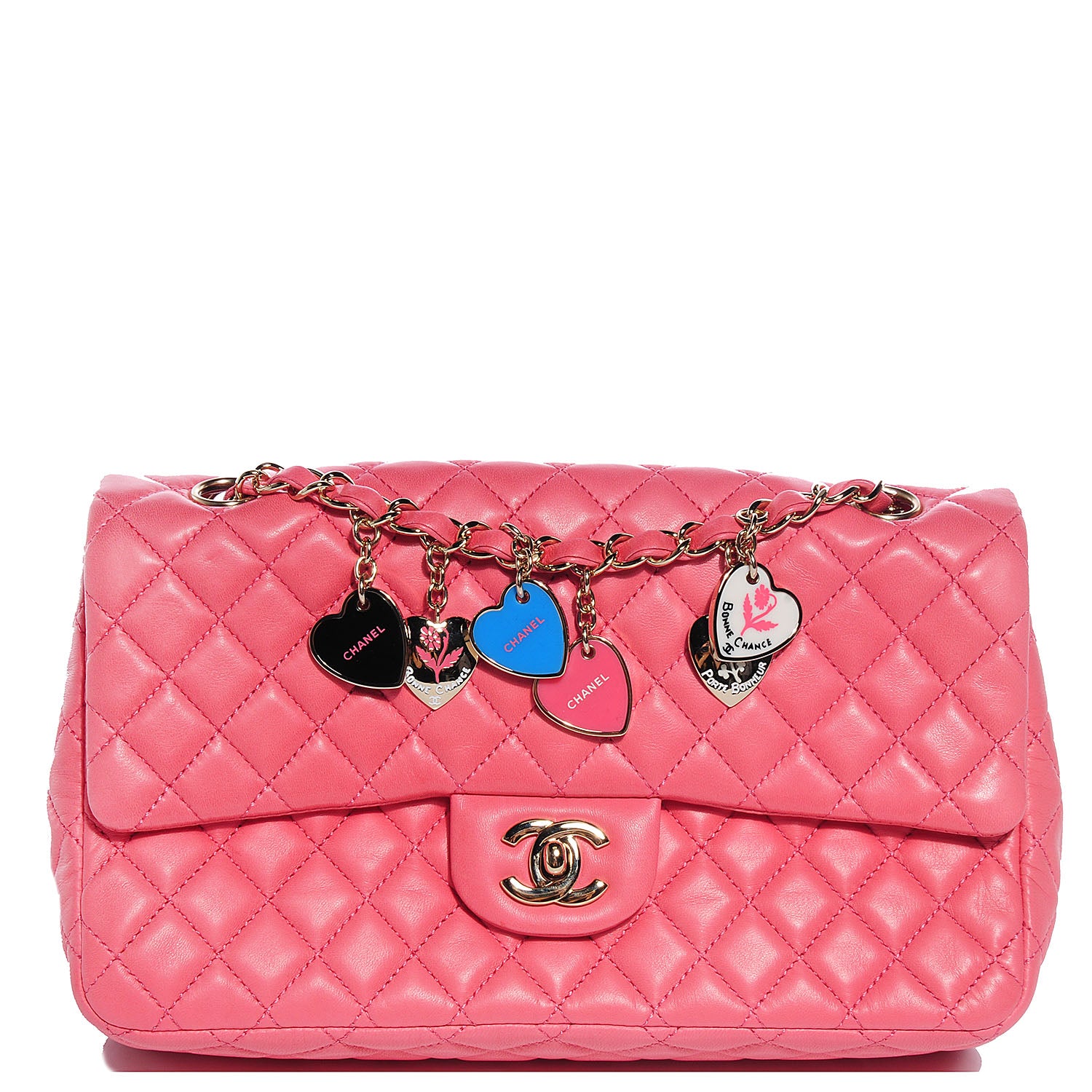 Chanel Lambskin Quilted Valentine Charms Medium Single Flap Pink 1 of 7