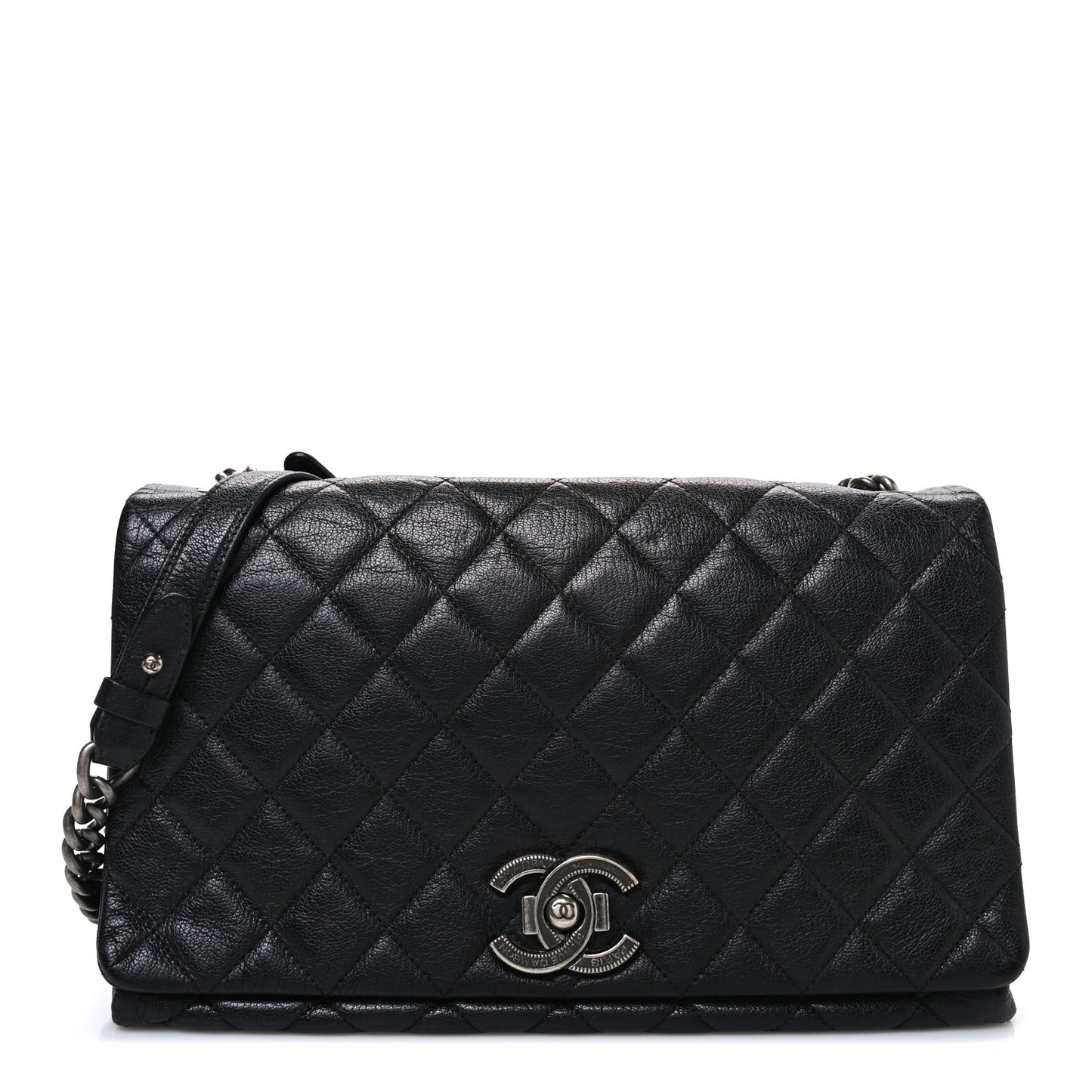 Metallic Goatskin Large City Rock Flap Black