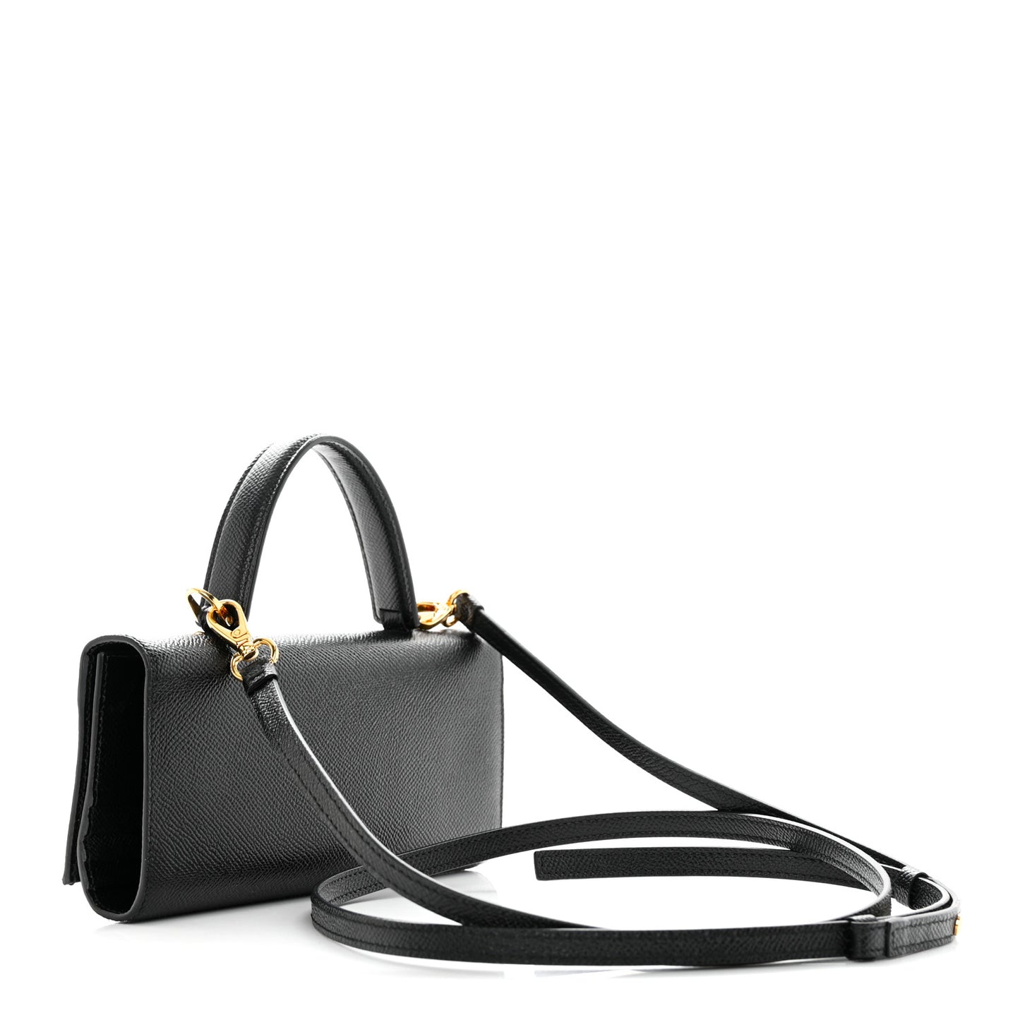 Hammered Calfskin Mini Vera Bow Handle Bag Black