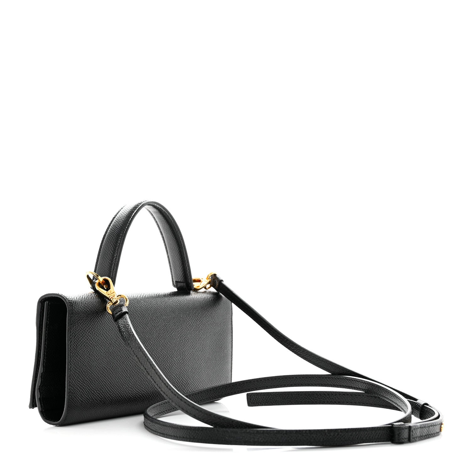 Salvatore Ferragamo Hammered Calfskin Mini Vera Bow Handle Bag Black 3 of 11