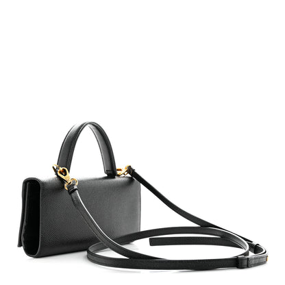 Salvatore Ferragamo Hammered Calfskin Mini Vera Bow Handle Bag Black 3 of 11