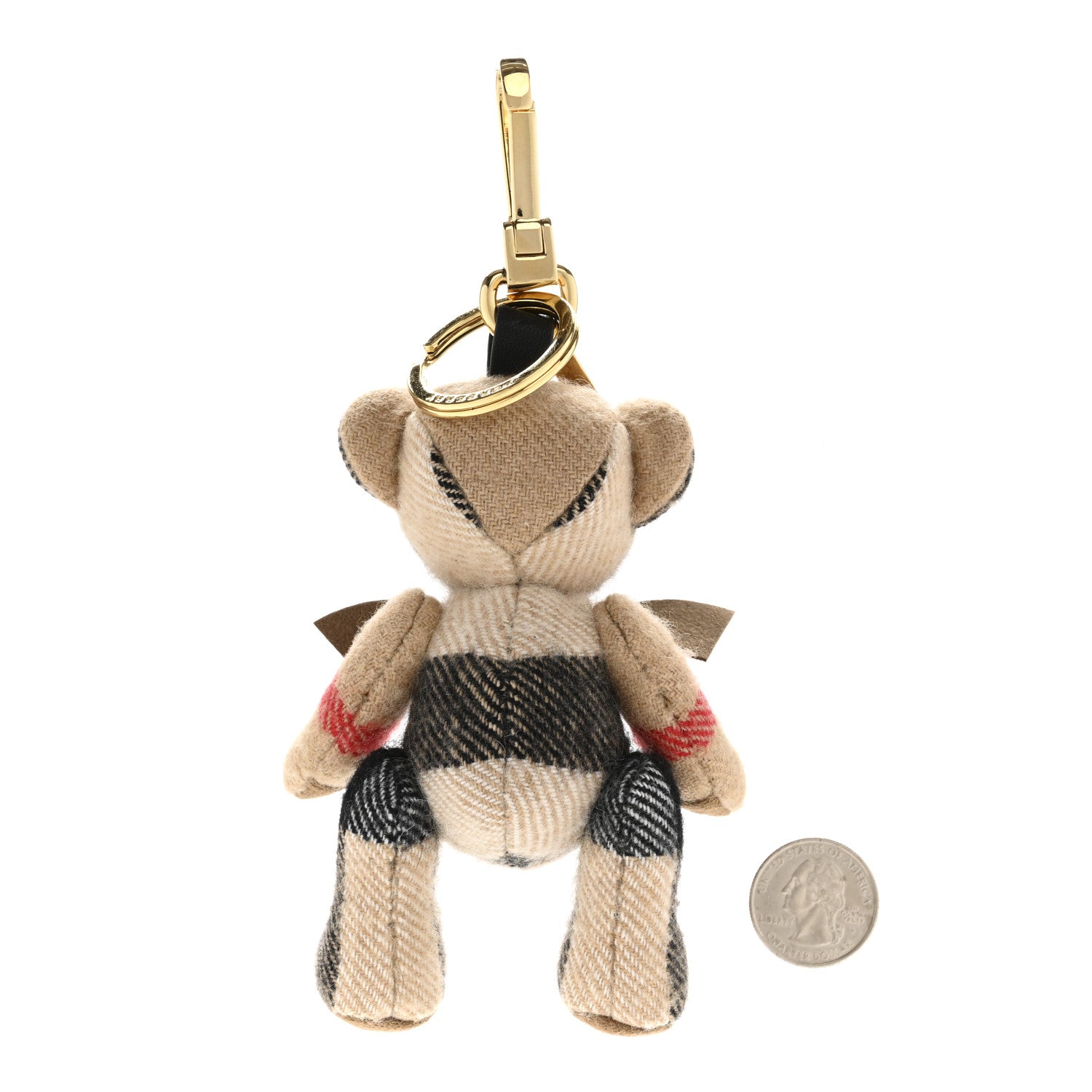 Burberry Cashmere House Check Thomas Bear Bag Charm Camel Gold 2 of 3