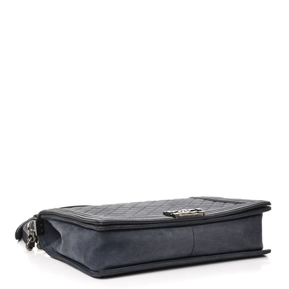 Chanel Iridescent Caviar Quilted Large Boy Flap Navy Blue 4 of 10