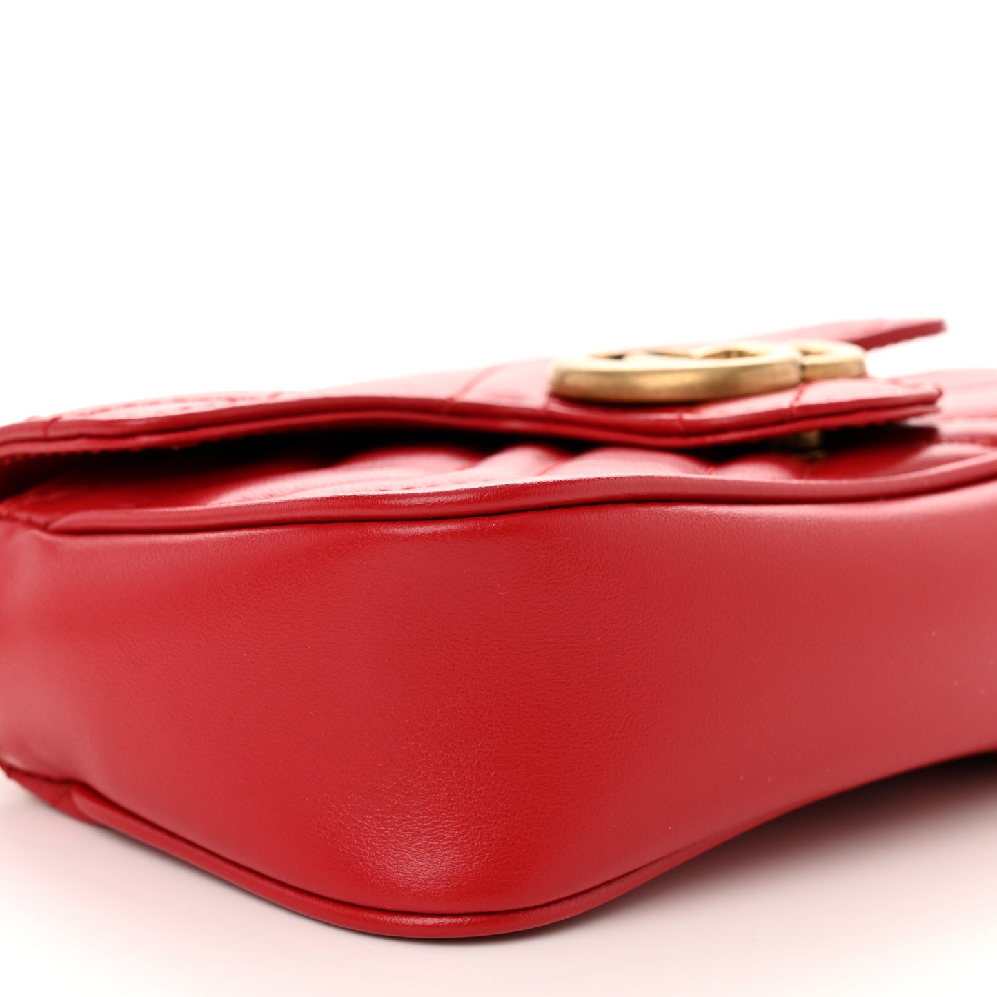 Calfskin Matelasse Super Mini GG Marmont Shoulder Bag Hibiscus Red