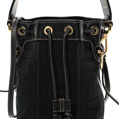 Fendi Canvas Vitello King F is Fendi FF Embroidered Mini Mon Tresor Bucket Bag Black 7 of 9
