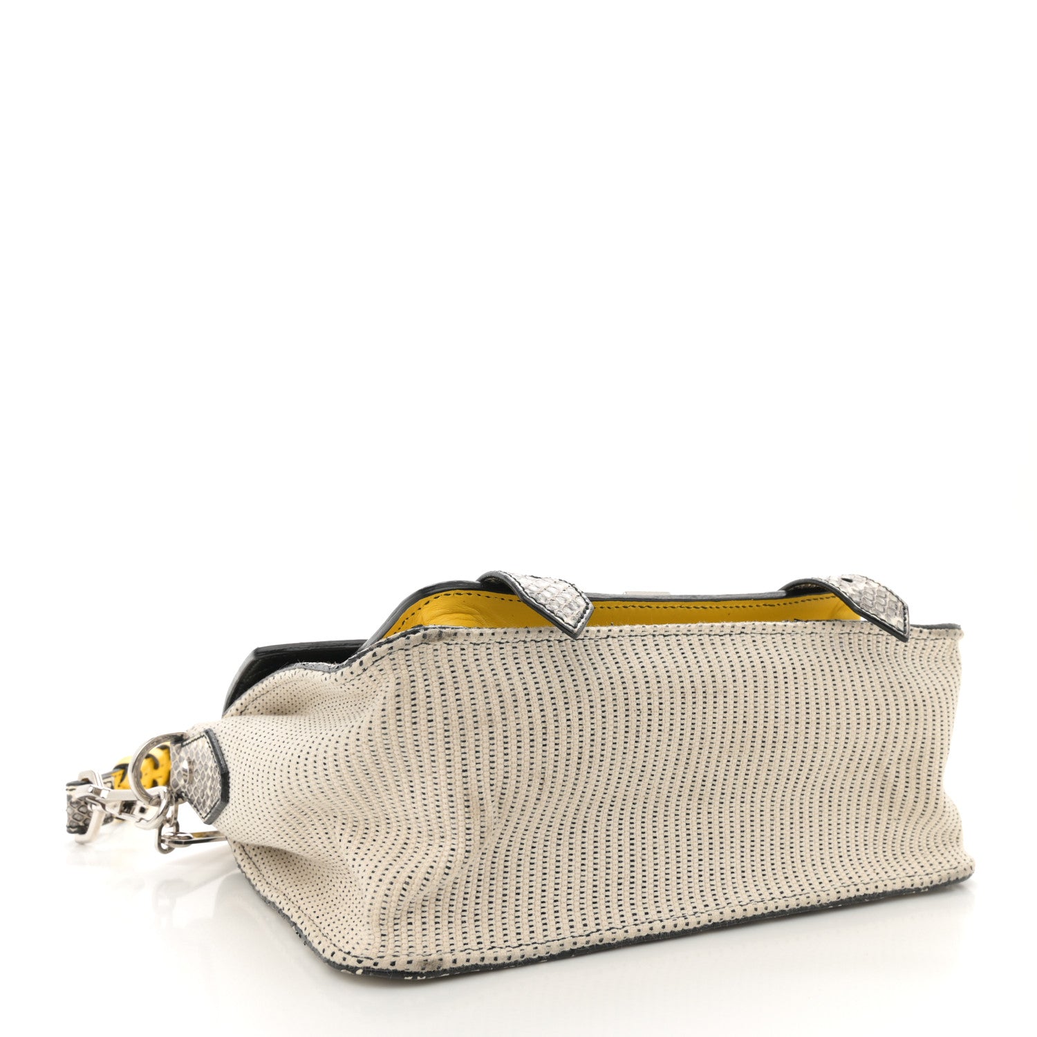 Proenza Schouler Lambskin Snakeskin Canvas Tiny PS1 Satchel Grey Yellow 4 of 14