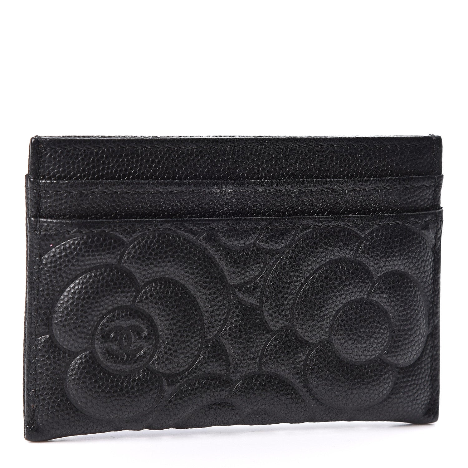 Chanel Caviar Camellia Embossed Card Holder Black 2 of 9