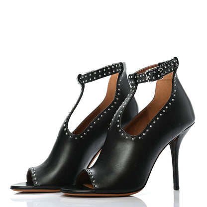 Givenchy Calfskin Studded Elegant T-Strap Sandals 39.5 Black 3 of 10
