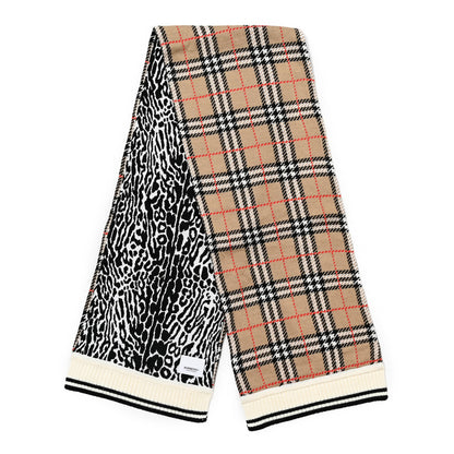 Burberry Wool Vintage Check Children's Leopard Print Scarf Archive Beige 2 of 3