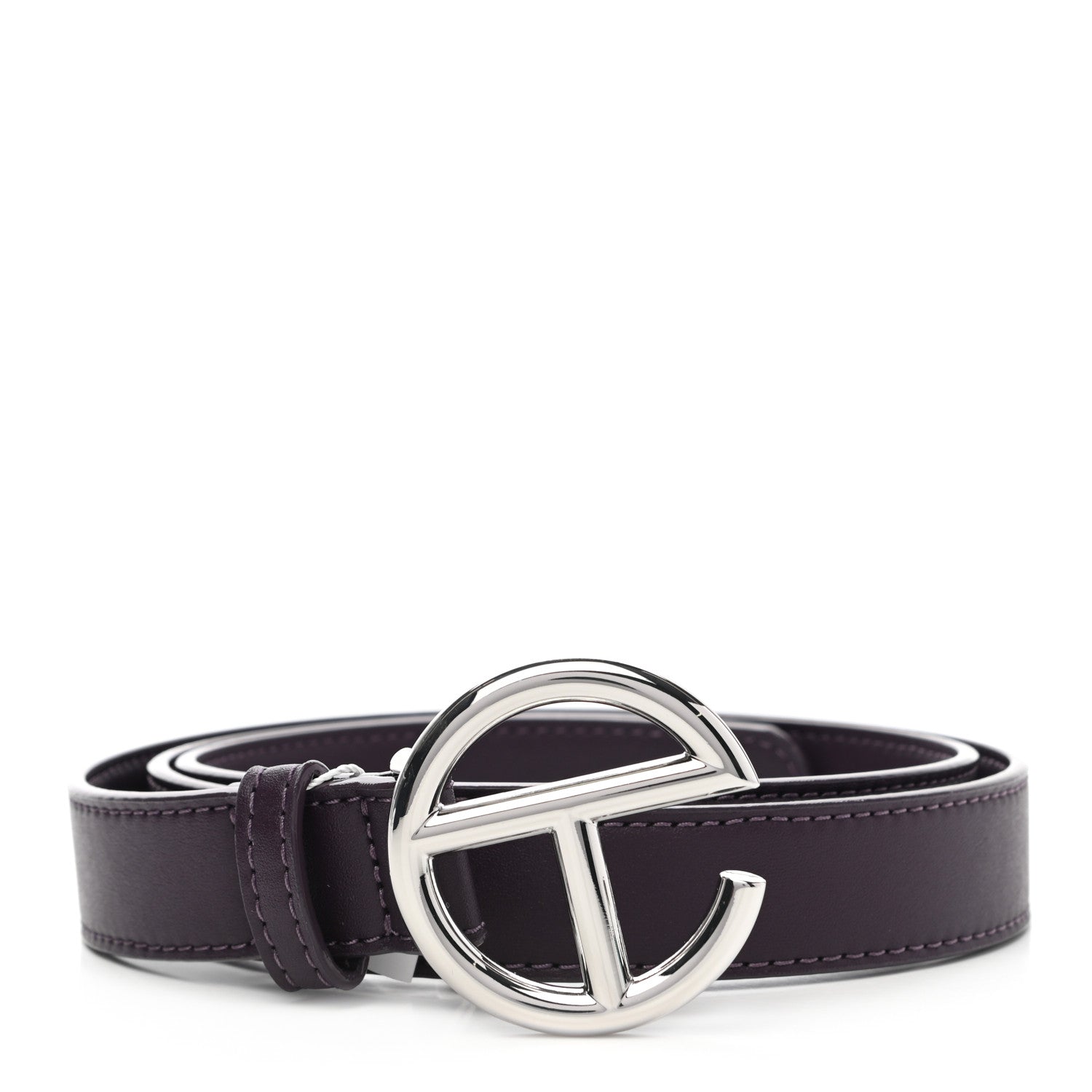 Telfar Vegan Leather Logo Belt M/L Eggplant 1 of 7