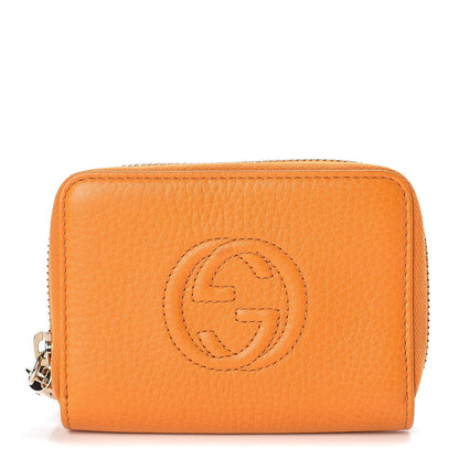 Gucci Pebbled Calfskin Soho Compact Disco Zip Around Wallet Curcuma 1 of 8