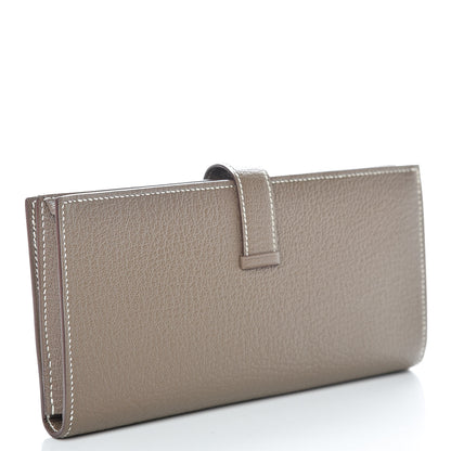 Hermes Chevre Mysore Bearn Gusset Wallet Etoupe 3 of 10