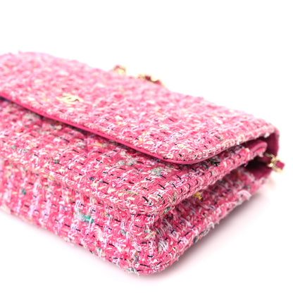 Chanel Tweed Quilted Wallet On Chain WOC Pink Blue White 10 of 11