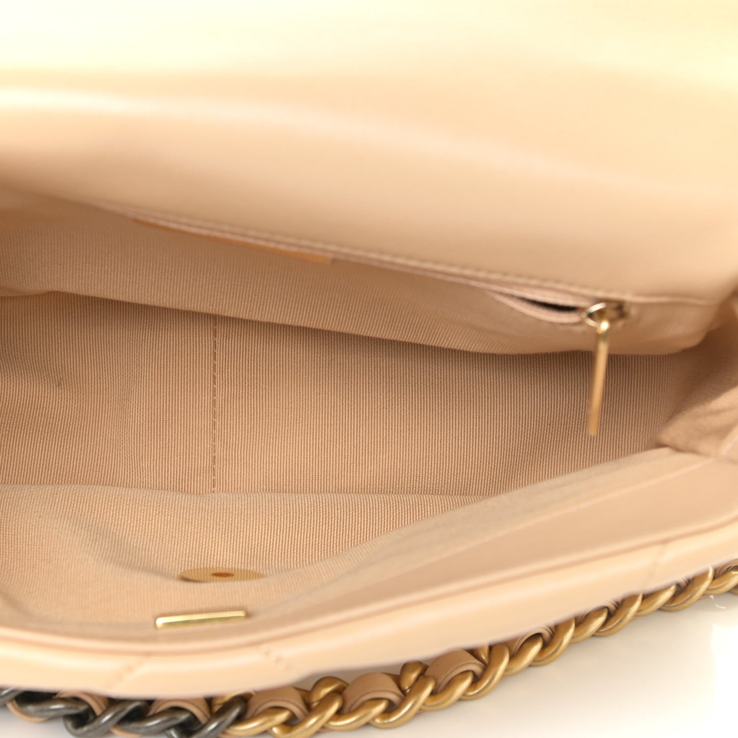 Lambskin Quilted Medium Chanel 19 Flap Beige