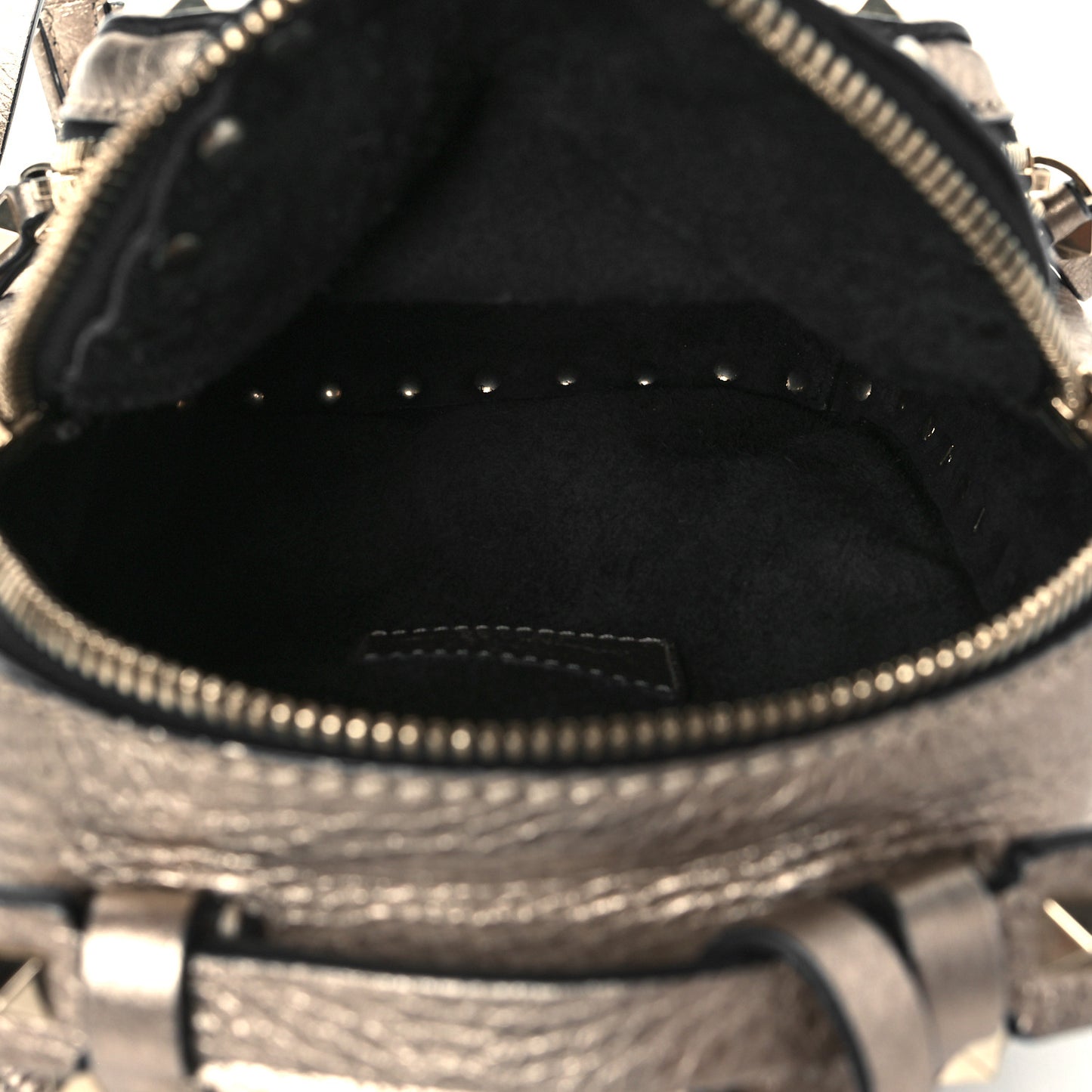 Metallic Pebbled Calfskin Mini Rockstud Backpack Sasso