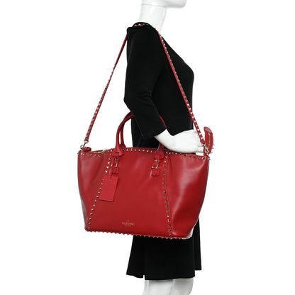 Valentino Garavani Vitello Rockstud Shoulder Bag Rosso Valentino 2 of 10