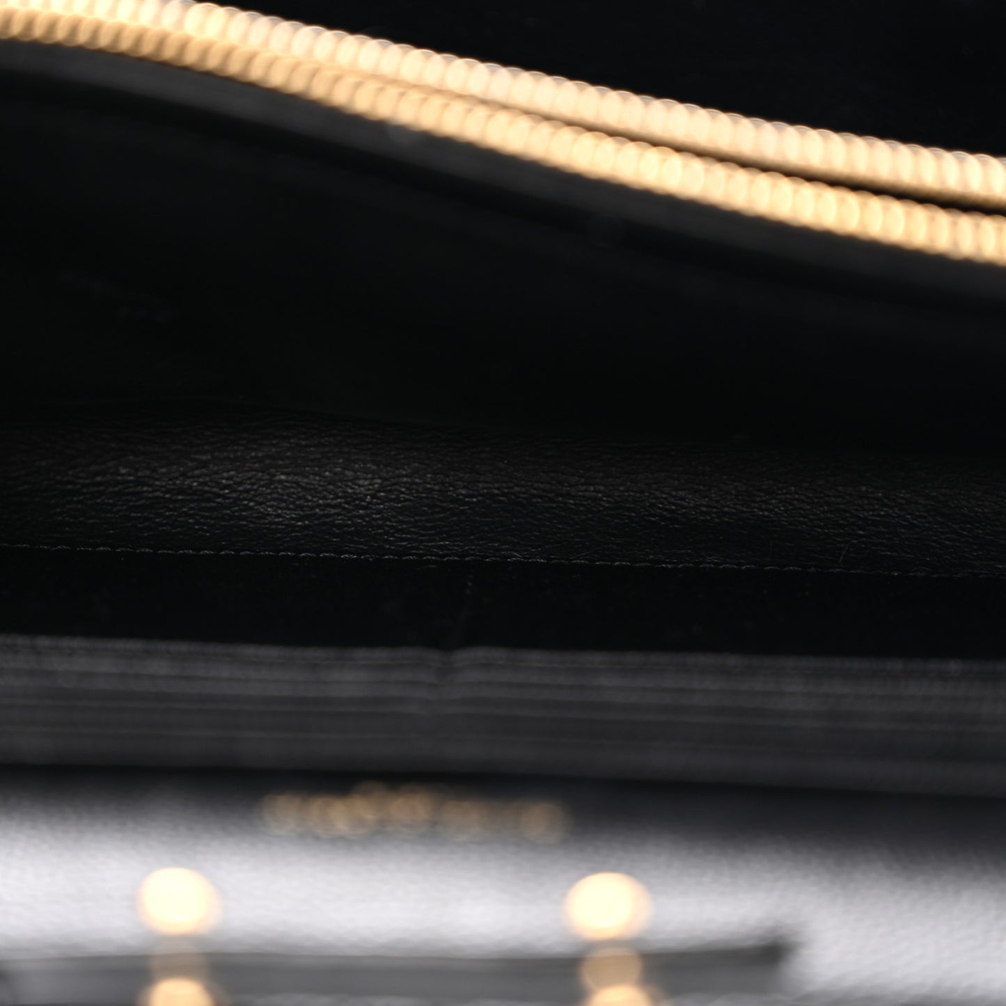 Grain De Poudre Matelasse Chevron Monogram Chain Wallet Black