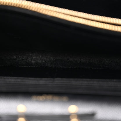 Saint Laurent Grain De Poudre Matelasse Chevron Monogram Chain Wallet Black 5 of 14