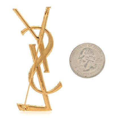 Saint Laurent Brass Cassandre Opyum YSL Twisted Brooch Gold 2 of 4