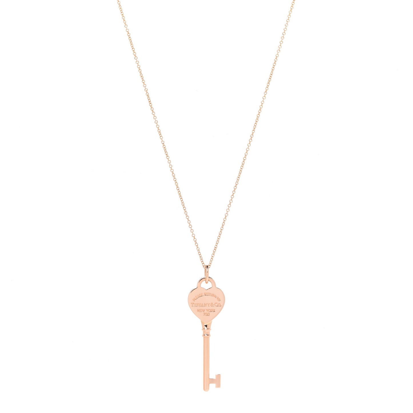 18K Rose Gold Return To Tiffany Heart Key Pendant Necklace