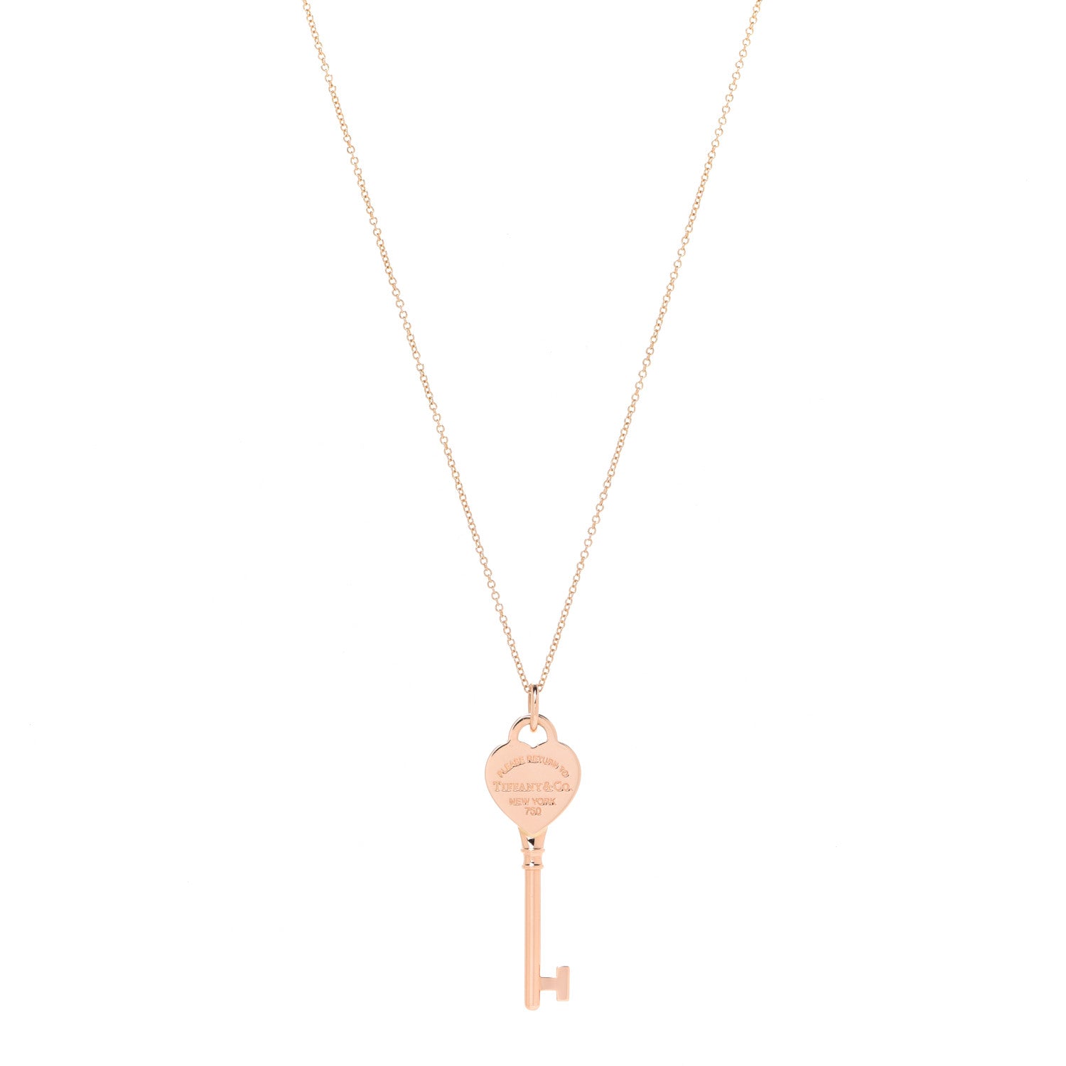 Tiffany 18K Rose Gold Return To Tiffany Heart Key Pendant Necklace 1 of 7