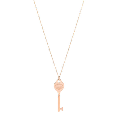 Tiffany 18K Rose Gold Return To Tiffany Heart Key Pendant Necklace 1 of 7