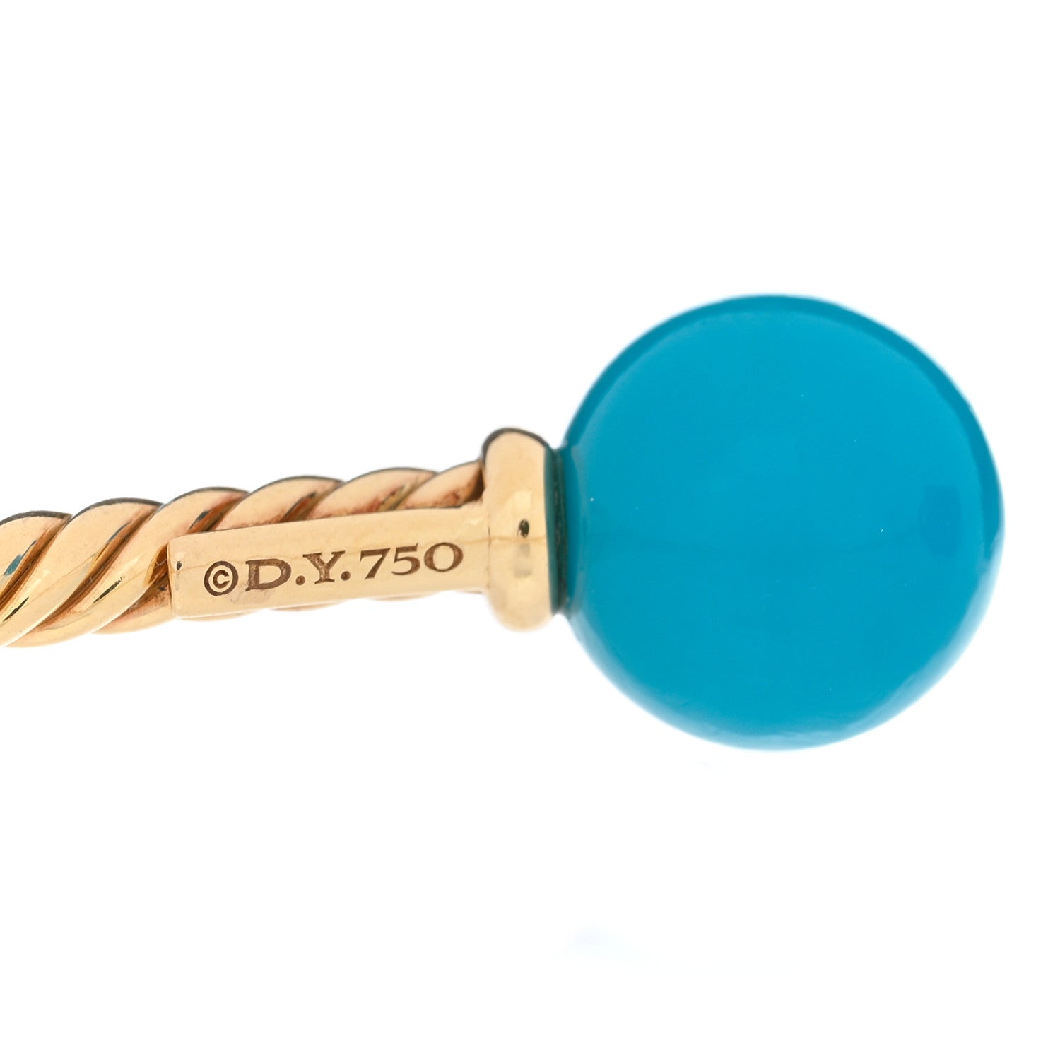 David Yurman 18K Yellow Gold Turquoise 8.5mm Solari Bead Bracelet 3 of 4