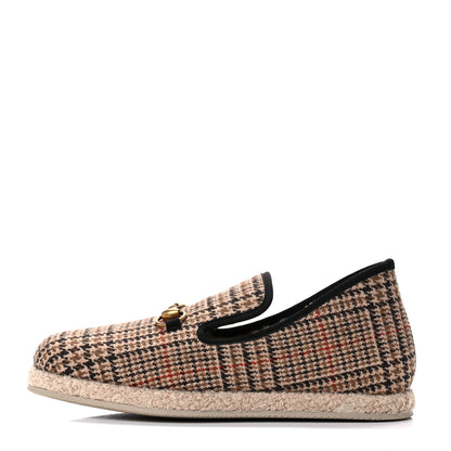 Gucci Wool Tweed Plaid Houndstooth Mens Fria Horsebit Loafers 7 Mahogany Black 1 of 8